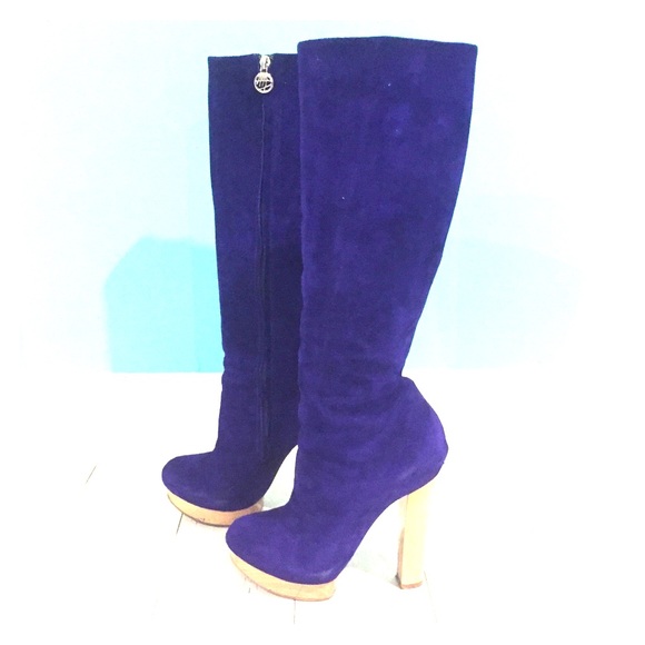 Massimo Dogana Purple Suede knee-High Boot - Picture 1 of 7